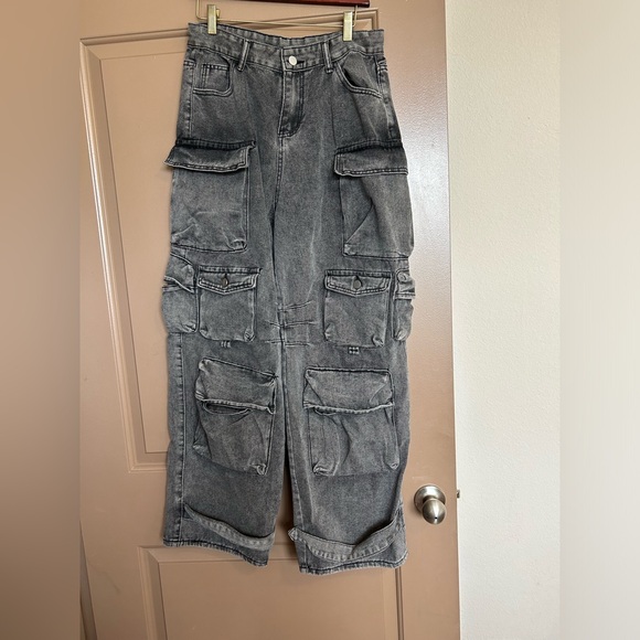 WASHED DENIM TOP-QUALITY MULTIPLE POCKETS DESIGN JEAN WOMEN'S LOOSE - Picture 4 of 6